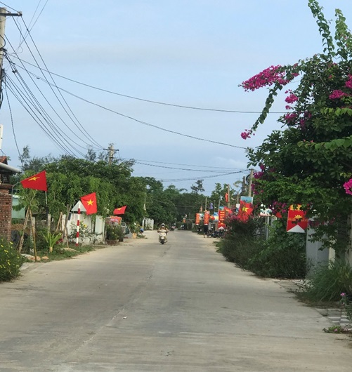 Hội Cựu chiến binh xã Bình Phục tổ chức làm tuyến đường cờ Tổ quốc tại khu dân cư nông thôn mới kiểu mẫu thôn Tất Viên